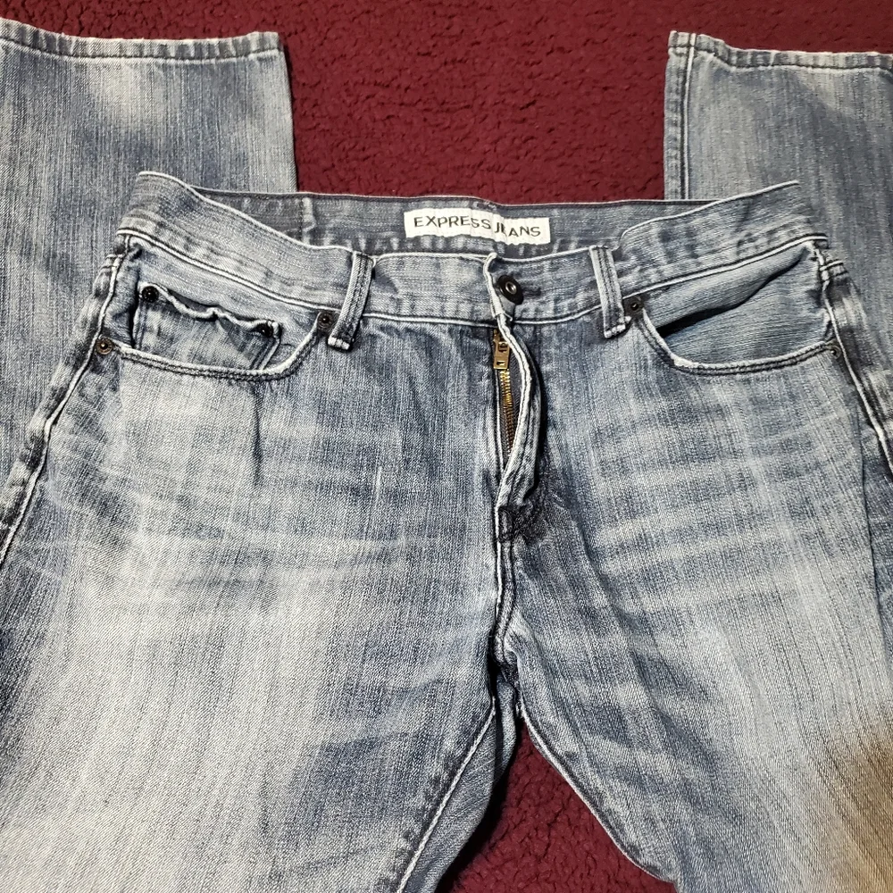 Express Rocco Slim Fit Skinny Leg Jeans Dark BlueWash MenSz33x30(actl.sz36x28.5)